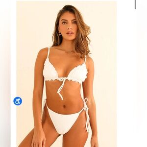 Dippin Daisies White Ruffle Bikini